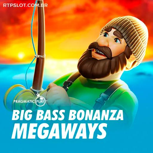 Capa do jogo de slots pagantes Big Bass Bonanza Megaways da SSSPAGA, com um grande peixe e um cenário de pesca emocionante.
