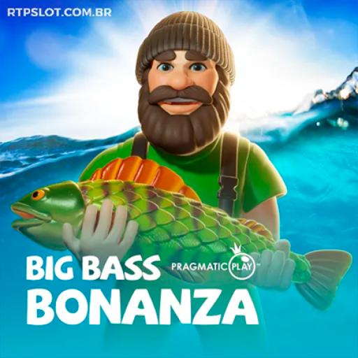 Capa do jogo de slots pagantes Big Bass Bonanza da SSSPAGA, com um grande peixe e um cenário de pesca.
