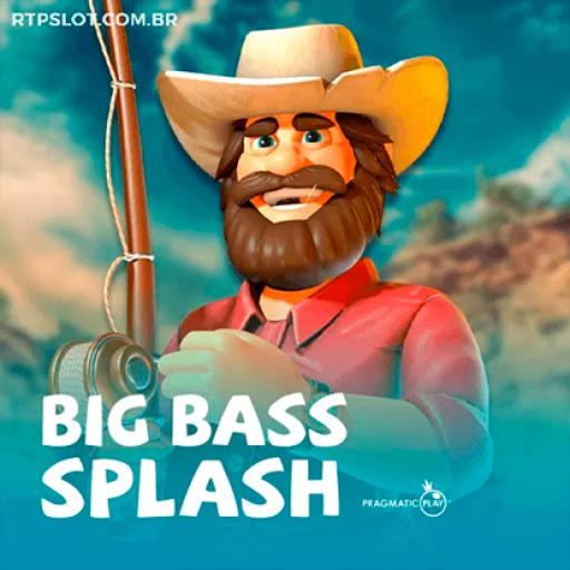 Capa do jogo de slots pagantes Big Bass Splash da SSSPAGA, com um grande peixe e um cenário de pesca vibrante.