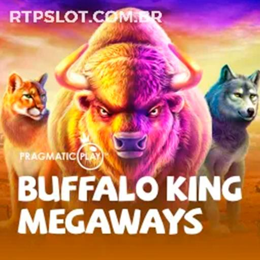 Capa do jogo de slots pagantes Buffalo King Megaways da SSSPAGA, com um majestoso búfalo e um cenário de pradaria.
