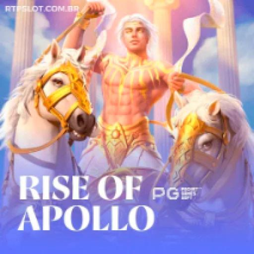 Capa do jogo de slots pagantes Rise of Apollo da SSSPAGA, com o deus Apolo e um cenário mitológico dourado.