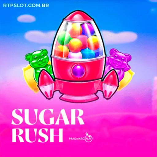Capa do jogo de slots pagantes Sugar Rush da SSSPAGA, com doces coloridos e um ambiente vibrante.